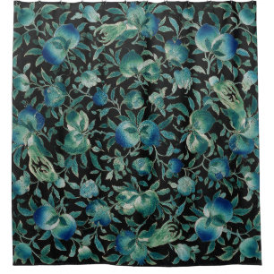 Chinoiserie Black Blue Green Floral Chintz