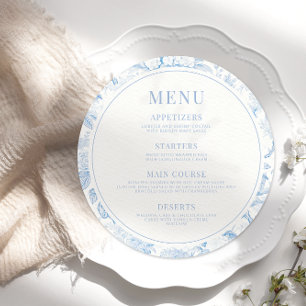 chinoiserie bleu classique mariage rond Menu plat