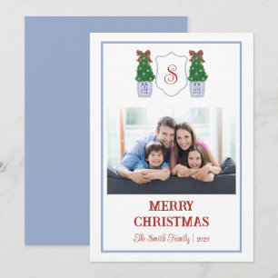 Chinoiserie Blue And White Christmas Card