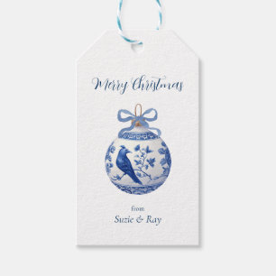Chinoiserie Blue and White Christmas Ornament Gift Tags
