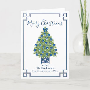 Chinoiserie Blue and White Christmas Tree  Holiday Card