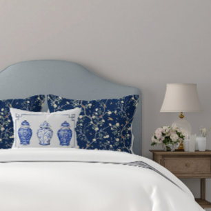 Chinoiserie Blue and White Ginger Jar Lumbar Accent Pillow