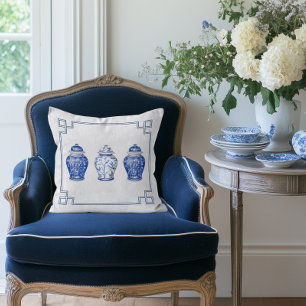 Chinoiserie Blue and White Ginger Jar Throw Pillow