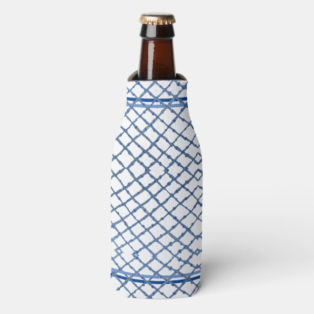 Chinoiserie Blue Bamboo Ginger Jar Can  Bottle Cooler (Bottle Front)