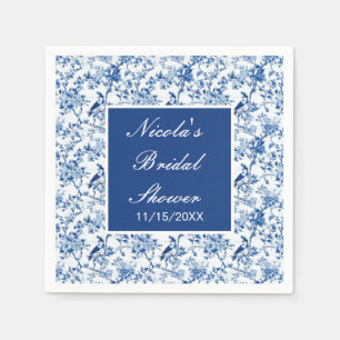 Chinoiserie Blue Birds and Flowers Bridal Shower Napkin