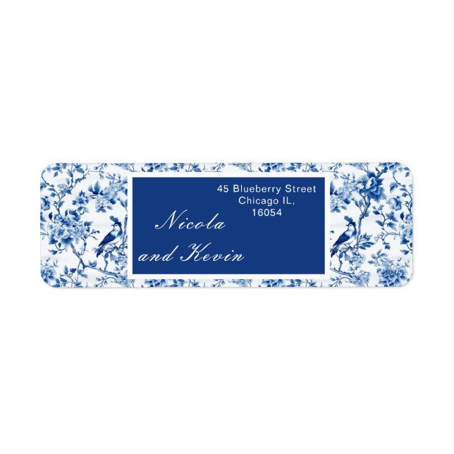 Chinoiserie Blue Birds and Flowers Mariage (Devant)
