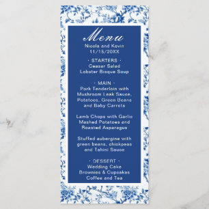 Chinoiserie Blue Birds and Flowers Wedding Menu
