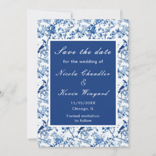 Chinoiserie Blue Birds and Flowers Wedding Save The Date