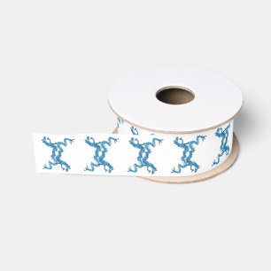 Chinoiserie Blue Chinese Dragons Grosgrain Ribbon