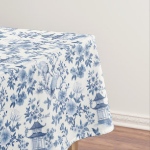 Chinoiserie Blue Crane Tablecloth