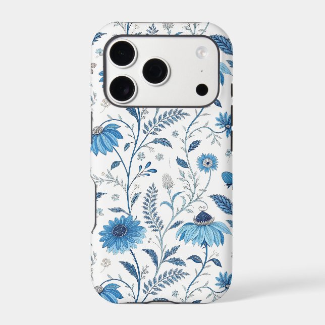 Chinoiserie Blue Echinacea Pattern (Back)