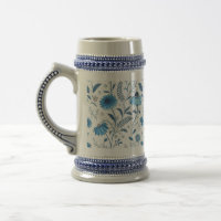 Chinoiserie Blue Echinacea Pattern