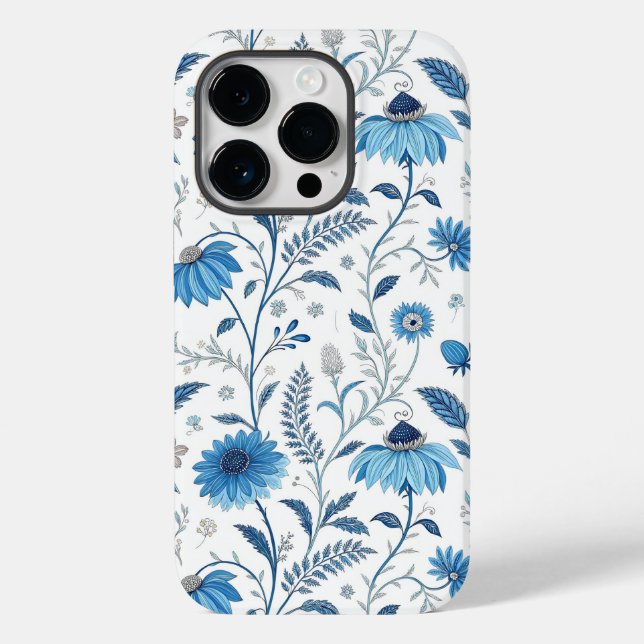 Chinoiserie Blue Echinacea Pattern Case-Mate iPhone Case (Back)