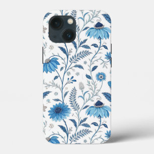 Chinoiserie Blue Echinacea Pattern iPhone 13 Mini Case