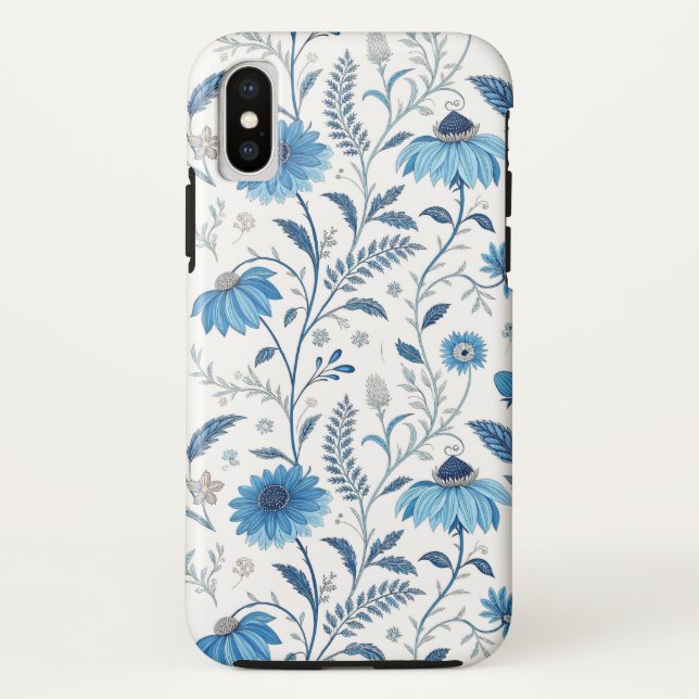 Chinoiserie Blue Echinacea Pattern Case-Mate iPhone Case (Back)