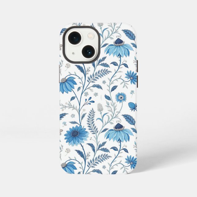 Chinoiserie Blue Echinacea Pattern iPhone Case (Back)