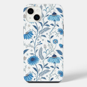Chinoiserie Blue Echinacea Pattern iPhone 14 Plus Case