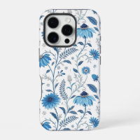 Chinoiserie Blue Echinacea Pattern