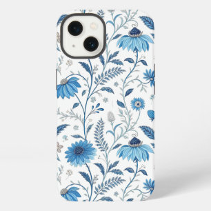 Chinoiserie Blue Echinacea Pattern iPhone 13 Case
