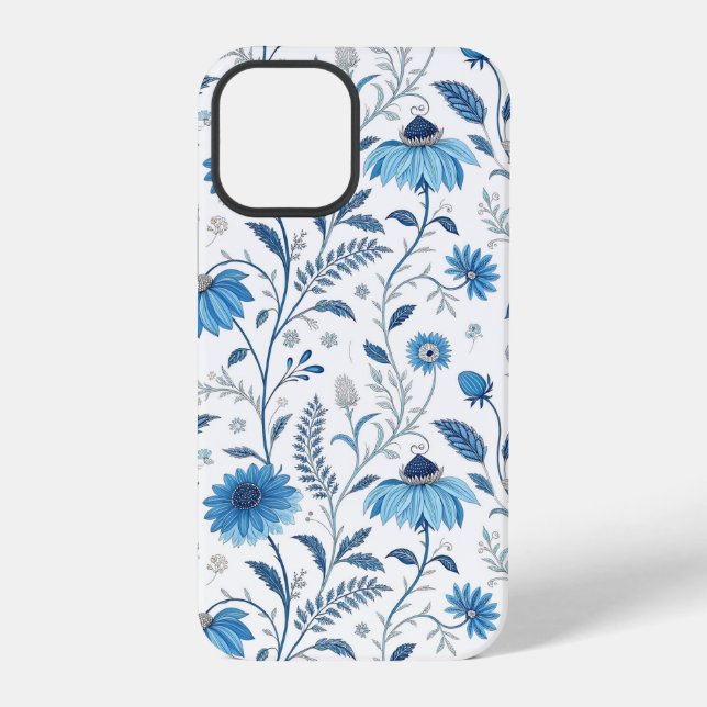 Chinoiserie Blue Echinacea Pattern iPhone Case (Back)