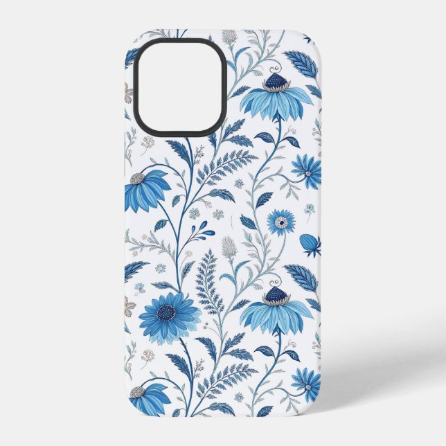 Chinoiserie Blue Echinacea Pattern iPhone Case (Back)