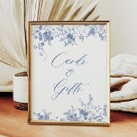 Chinoiserie Blue Floral Cards and Gifts Sign<br><div class="desc">Chinoiserie Blue Floral Wedding Cards and Gifts Sign</div>