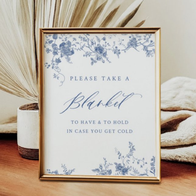 Chinoiserie Blue Floral Take a Blanket Sign (Creator Uploaded)