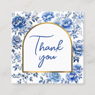 Chinoiserie blue flowers thank you package insert