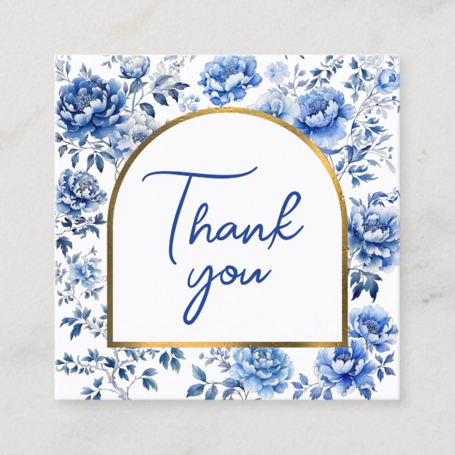 Chinoiserie blue flowers thank you package insert (Front)
