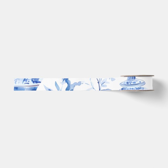 Chinoiserie Blue  Grosgrain Ribbon (Front)
