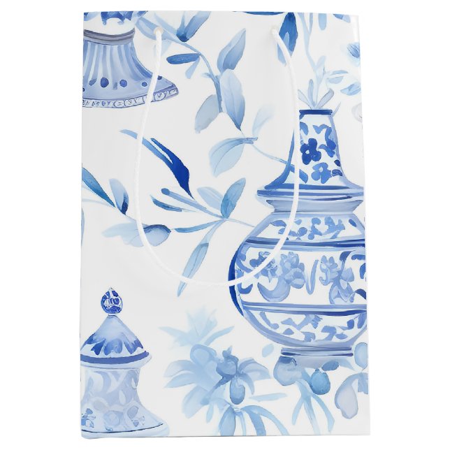 Chinoiserie Blue Medium Gift Bag (Front)