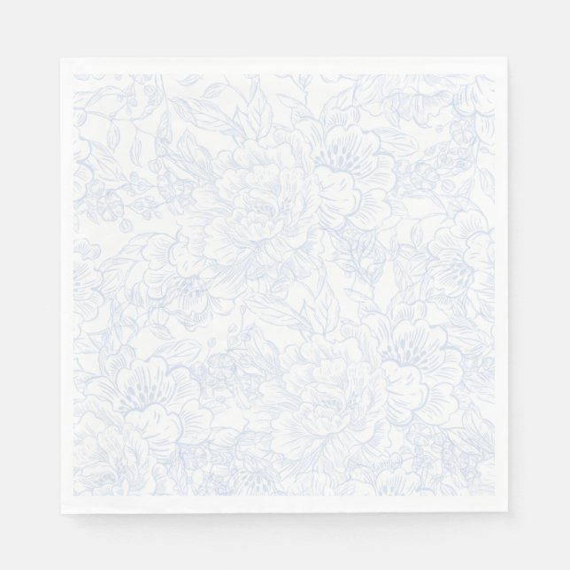 Chinoiserie Blue Peony Wedding Napkin (Front)
