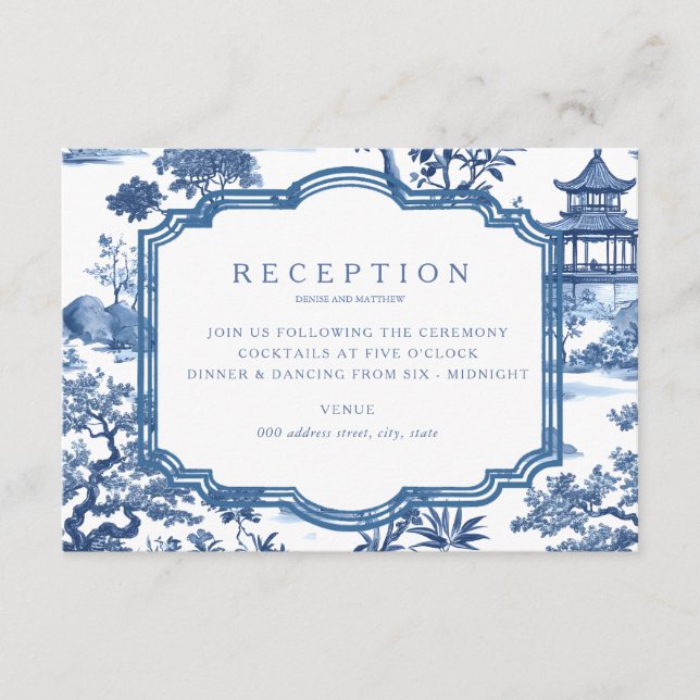 Chinoiserie Blue Reception Card  (Front)