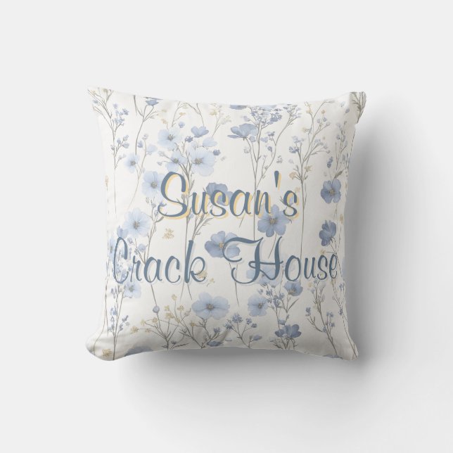 Chinoiserie Blue Toile Custom Mahjong Throw Pillow (Front)