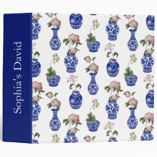 Chinoiserie blue vases and flowers  binder