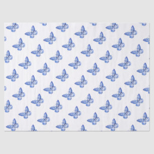 Chinoiserie Blue White Butterflies Tissue Paper