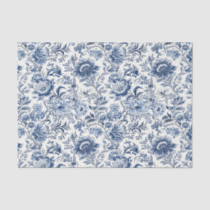 Chinoiserie Blue White Floral Flowers Decoupage Tissue Paper