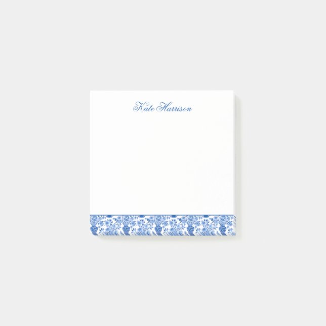 Chinoiserie Blue & White Ginger Jar Floral Vases Post-it Notes (Front)