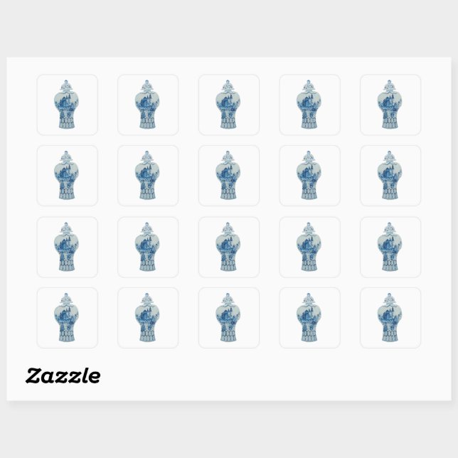 Chinoiserie Blue White Ginger Jar jars Square Sticker (Sheet)
