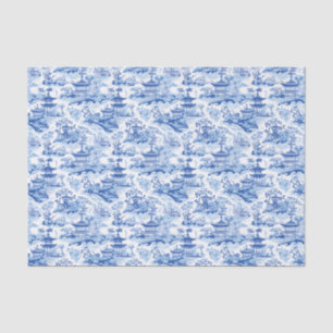 Chinoiserie Blue & White Pagodas Tissue Paper