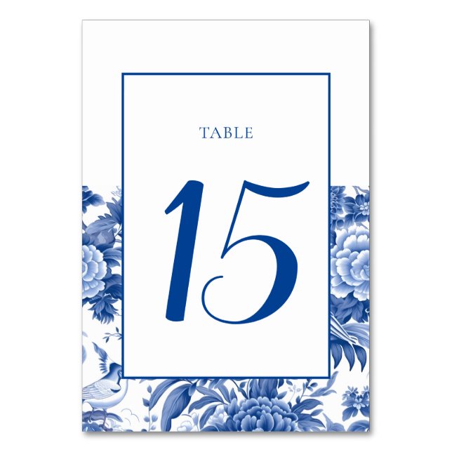 Chinoiserie Blue & White Table Number (Front)