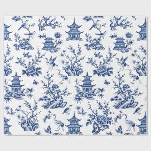Chinoiserie Blue White Wrapping Paper