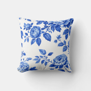 Chinoiserie Blue Willow and White Accent Pillo Throw Pillow