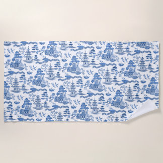 Chinoiserie Blue Willow Beach Towel