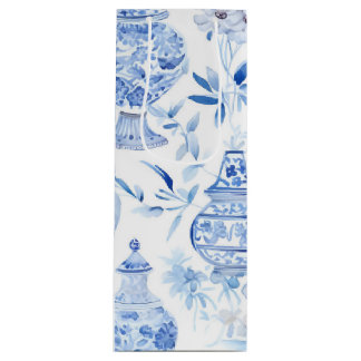 Chinoiserie Blue Wine Gift Bag