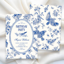 Chinoiserie botanical floral bird birthday