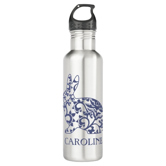 Chinoiserie Bunny Rabbit Bouteille d'eau lapin (Devant)