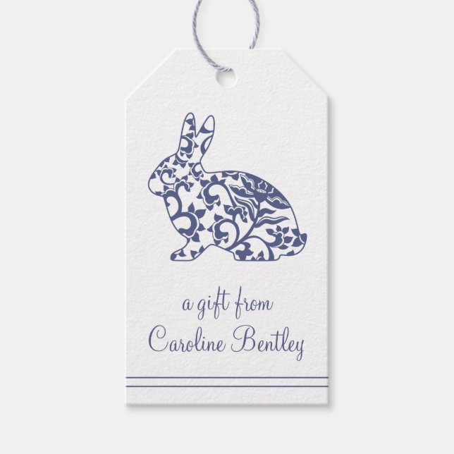 Chinoiserie Bunny Rabbit Gift Tags (Front)