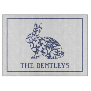 Chinoiserie Bunny Rabbit Personalize Cutting Board