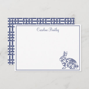 Chinoiserie Bunny Rabbit Personalized Note Cards